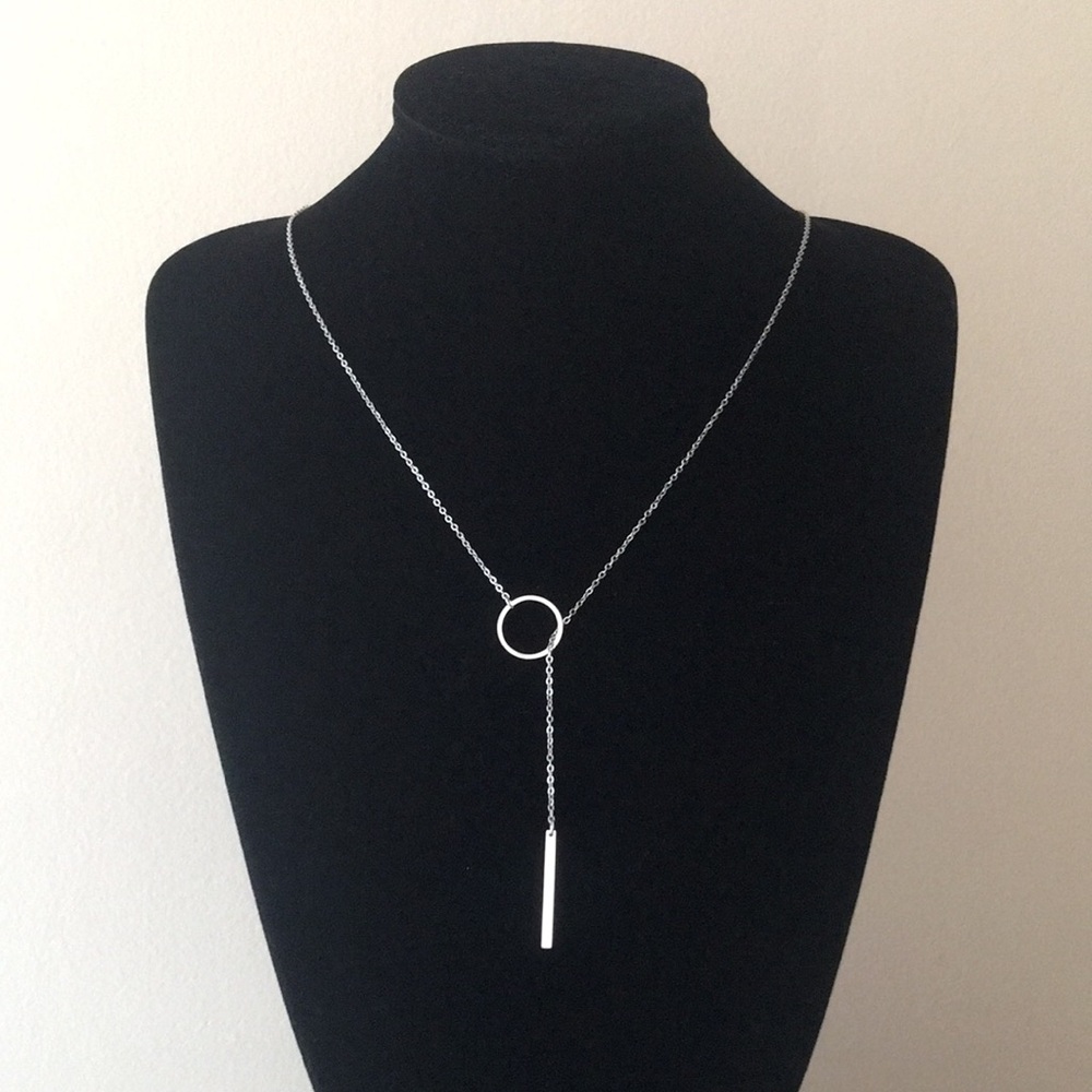 🍏50% OFF/3+...Minimalist Hoop and Bar Necklace (Silver tone)